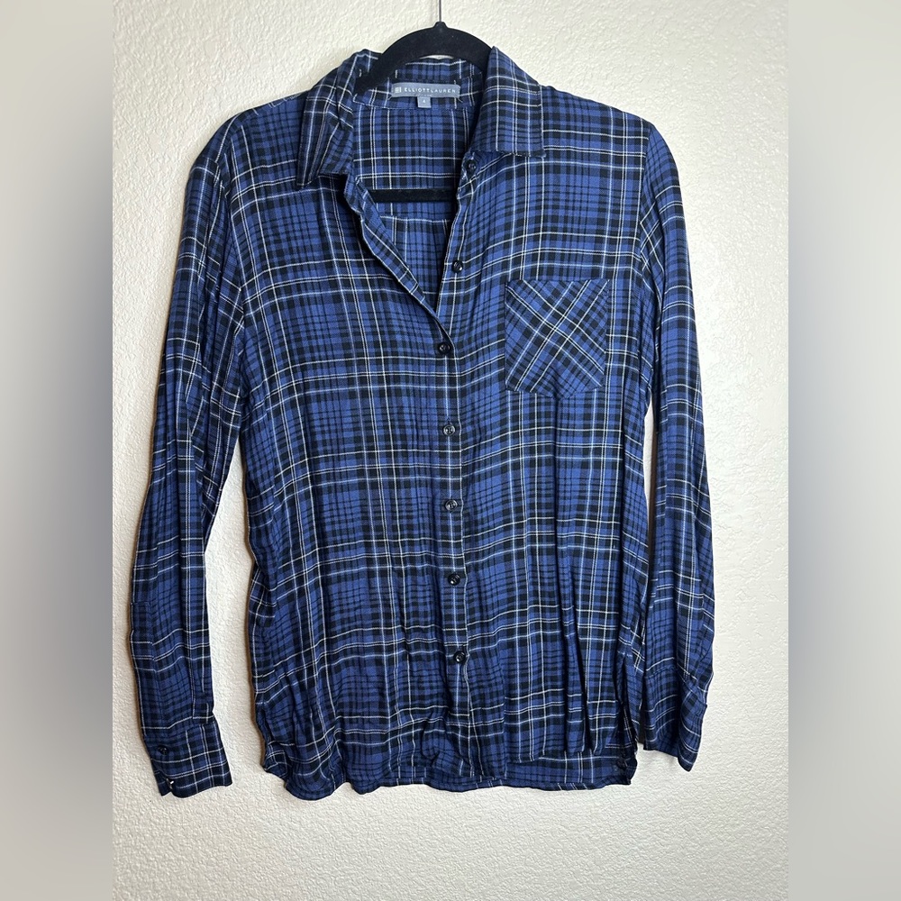 Elliott Lauren Blue Plaid Button-Up Shirt